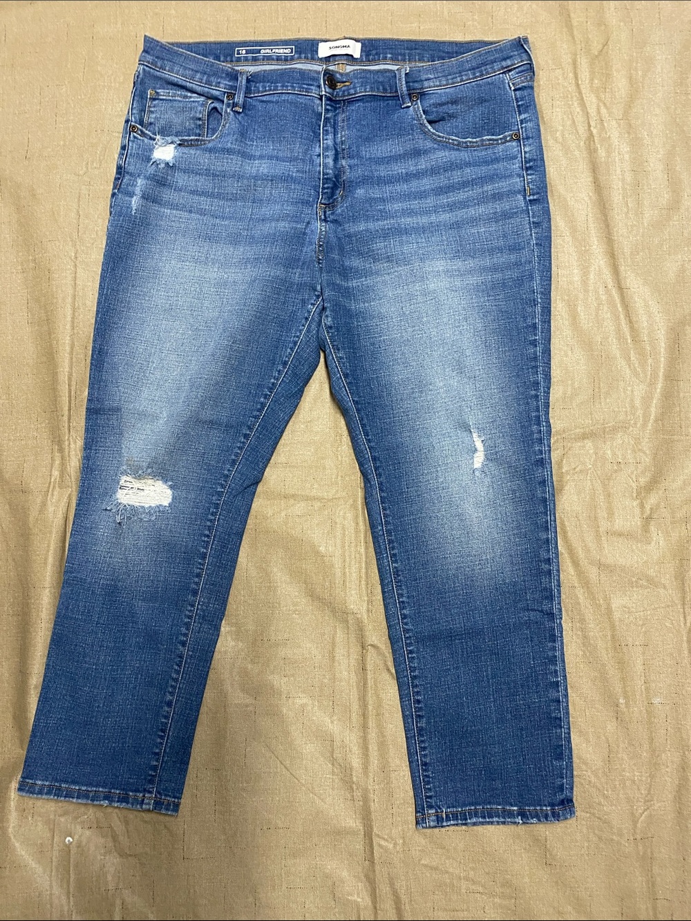 Women’s Relaxed Fit Distressed Denim Jeans - Blue